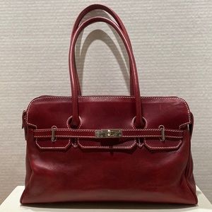 I MEDICI (Firenze) Burgundy Leather Shoulder Bag (Made in Italy)